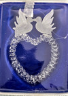 Bloomingdale s Handmade Ornament Crystal Glass 4  Clear Doves Heart Holiday