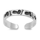 925 Sterling Silver Footprints Toe Ring Adjustable Band