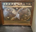 Vintage Framed Gold Foil Blaeu Wall Map Willem Janszoon Wood Frame 19x23