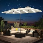 Solar 15ft Double Sided Patio Umbrella With Crank Handle   Integrated Led Lights