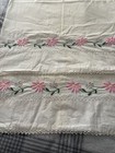 Three Sets Vintage  Floral Embroidered Pillow  Cases Lace Trim Standard 30x20 