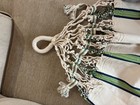 Vintage Paute Ecuador Woven Cotton Hammock     115x42  White W blue  Yellow  Green