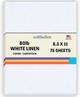 75 Pack Bright White 80 Lb Linen Cardstock - Perfect For Invitations   Menus