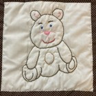 Handmade Teddy Bear Embroidered 12 Block Baby Crib Quilt Brown