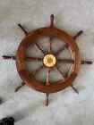 Vintage Nautical 36  Wooden Ship Steering Wheel 8 Spoke Brass