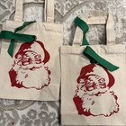 Two-premium 8x10x4     Canvas Holiday Gift Bag  Santa With Tie Back And Handles