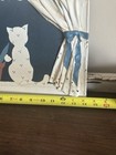 Hand Painted Cat Wall Plaque Cottage Core Mcm Usa 1984 Vtg Delightful Dimensions