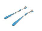 Zuni Turquoise Inlay Dangle Earrings 925 Sterling Silver Deidra Panteah 3 25 