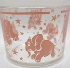 Pink Dancing Elephants   Stars Ice Bucket   Glasses Hazel Atlas Vintage Barware
