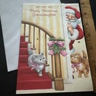 Vtg Christmas Card Unused Santa Hallmark Sneaking In House Kitten Dog Usa W env