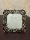 Floral Metal Picture Frame With Enamel   Rhinestones     5 x5 
