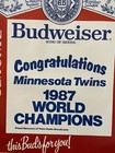 Budweiser Beer Minnedota Twins Vintage Poster 1987 World Champions
