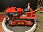 Vintage Nomura Tin Battery Operated High Power Dozer With Smoke 1960s Japan