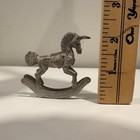 Vintage Metal Rocking Horse Unicorn Figurine Miniature Collectible Desk Decor