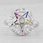 Eastern Star Lab Created Multi-color Diamond 14k White Gold Finish Wedding Ring