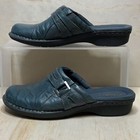 Clarks Bendables Blue Leather Slip-on Loafer Clog Women 6 5 Mule 67157