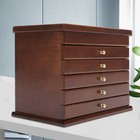 Large Vintage Wooden Jewelry Box With 6 Tiers For Organized Storage