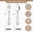 12pcs Stainless Steel Toddler Utensils Small Metal Kids Silverware