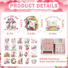 Valentine s Day Rub On Transfers For Crafts - 20 Sheets Pink Vintage Farmhouse H