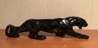 Vintage Black Panther Ceramic Figurine Mid Century Modern Glossy Statue 18 Inch