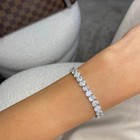 20ct Oval Cut Moissanite Women s Tennis Bracelet 14k White Gold Plated