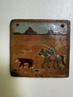 Navajo Folk Art Tile Pottery By Elizabeth Manygoats Roping Western Desert 5 X 5   