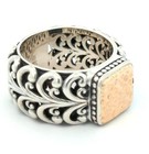 Video Samuel B Behnam 18k Gold 925 Sterling Silver Hammered Artisan Ring 
