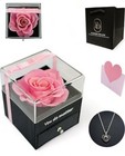 Pink Preserved Rose  Rose With Necklace Box  Box Of Roses  Gifts For Her  