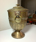 Vintage Brass Ice Bucket Lid Decorative Lion Head Ring Handles