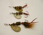 Vintage Fishing Lure Lot Of 3 Mepps Aglia In-line Spinners  2 Gold Blade   2  1