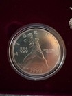 1992-s Olympic Baseball Proof Silver Dollar   Half Us Mint 2 Coin Set Box   Coa