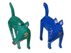 2 Carved Painted Wood Dogs Folk Art Figurine Toy Coyote Dog Dingo Wolf