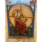 Vintage Completed Cross Stitch Stained Glass Candles Pillow Cover Or Frame