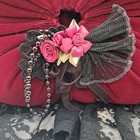 Vtg Punk Rave Gothic Mansion Vampire Blood Red Velvet Black Lace Decor Pillow