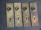 Antique Victorian Eastlake Brass Door Knob Backplates W  Keyhole  Set Of 4