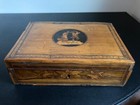 19th C Italian Sorrento Olive Wood Box Inlaid With Dancers And Micro Mosaic
