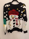 Iffei Women s Size Xl Black White Ugly Christmas Sweater Snowman Long Sleeve