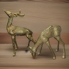Pair Of Beautiful Vintage Brass Deer - Buck And Doe - Mcm Figurine 6-7   