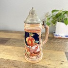 Vintage Gerz German 3d Design Beer Stein Mug With Hinge Pewter Lid