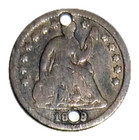 Love Token - Arthur - 18 9 90  Silver Seated Liberty Half Dime 5 Cent Coin  Dark