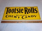 Vintage  tootsie Rolls Delicious Chewy Candy  20  Sign Embossed Metal Tin Tacker