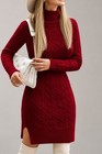 Women   s Cable-knit Turtleneck Long Sleeve Pullover Sweater Dress Stretch L xl