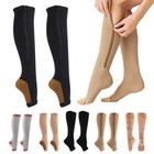 Zipper Compression Socks Hose Unisex Support Stockings Varicose Veins Calf Pain