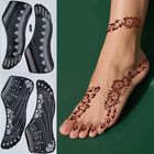 Henna Template For Foot Painting Reusable Mehndi Tattoo Stencil For Women Femal 