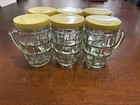 Vintage Clear Glass Mug Barrel Block Pattern 4 25  Root Beer Lot Of 6 Anchor 