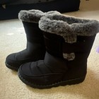 Women s Black Mid-calf Snow Boots Faux Fur Lined Synthetic Hook   Loop Size 8
