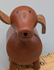 Vintage Handmade Wooden Dog Figurine Leather Ears Folk Art Japan Scandinavian