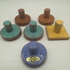 Rycraft Vintage Ceramic Terra Cotta Cookie Stamps Lot 6 Fruit Basket Moon Read