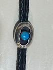 Vintage Navajo Sterling Silver   Turquoise  Shadowbox  Bolo  W  Figure 8 Clasp