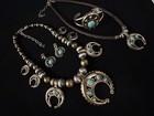 American West Carolyn Pollack Sterling Silver  Brass And Turquoise Naja Set